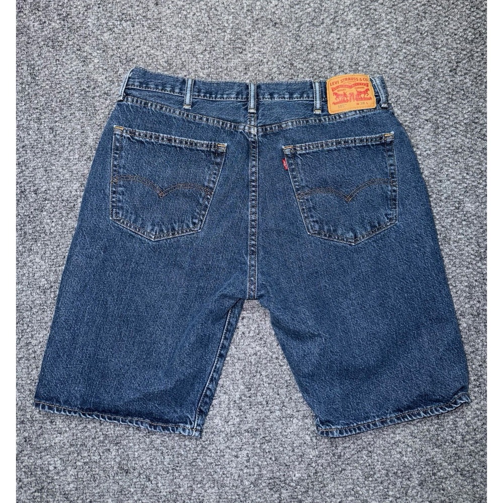 Levi's 505 Regular Fit Denim Shorts Men's Size 38 Dark Wash Jorts - Picture 4 of 9